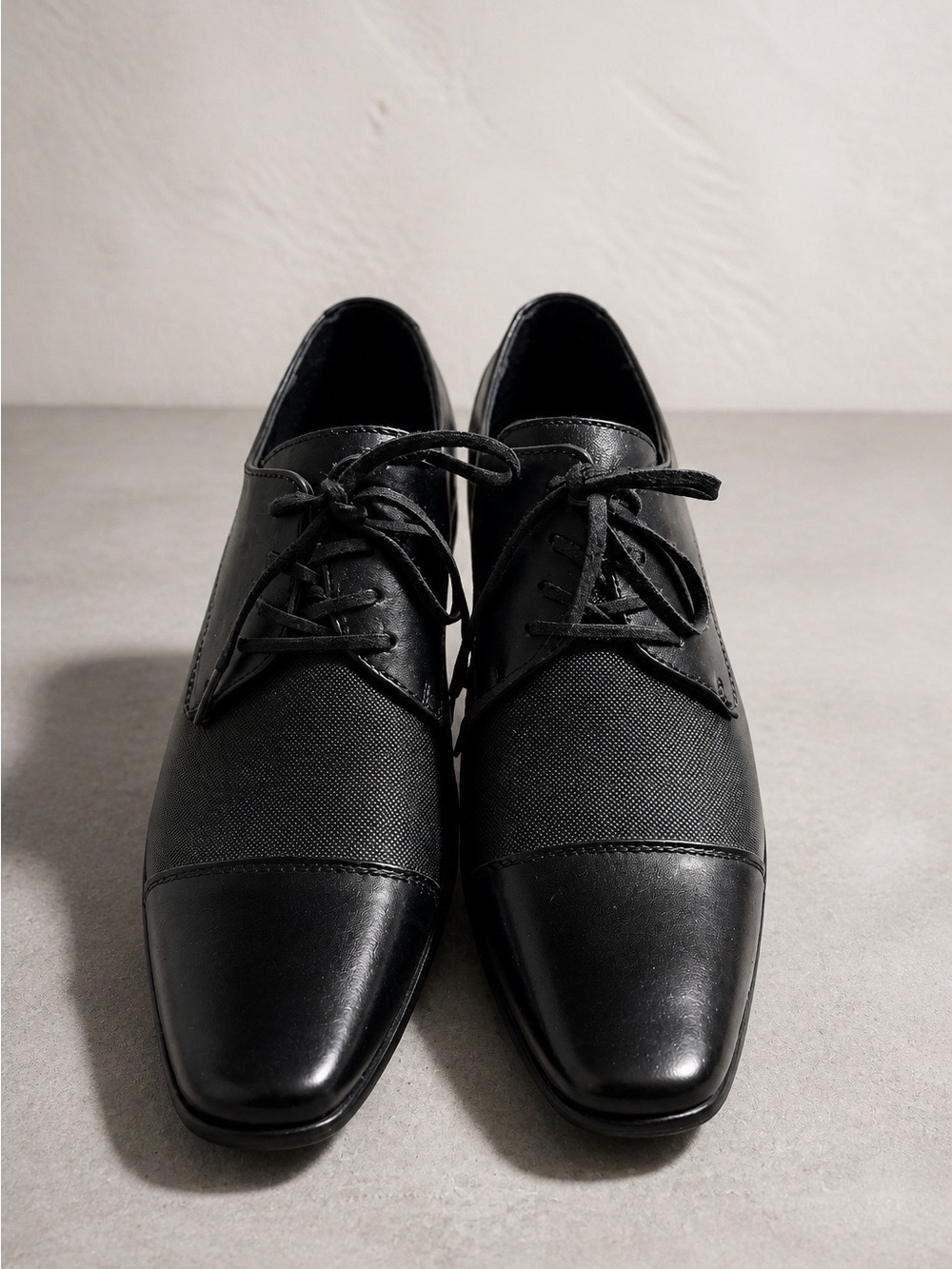 Men's Calvin Klein Leather Bram Oxford Black Lace Up Square Cap-Toe Shoes 9